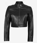 Women’s Black Cropped Leather Jacket – Quilted Shoulder Moto Style | Livra Jackets – Genuine Leather Jacket | Livra Jackets
