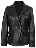 Women’s Black Leather Blazer – Double - Breasted Slim Fit | Livra Jackets – Genuine Leather Jacket | Livra Jackets