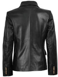 Women’s Black Leather Blazer – Double - Breasted Slim Fit | Livra Jackets – Genuine Leather Jacket | Livra Jackets