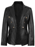 Women’s Black Leather Blazer – Double - Breasted Slim Fit | Livra Jackets – Genuine Leather Jacket | Livra Jackets
