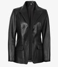 Women’s Black Leather Blazer Jacket – Two Button Classic | Livra Jackets – Genuine Leather Jacket | Livra Jackets