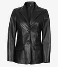 Women’s Black Leather Blazer Jacket – Two Button Classic | Livra Jackets – Genuine Leather Jacket | Livra Jackets