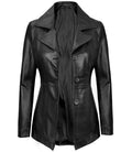 Women’s Black Leather Blazer Open Front Style