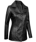 Women’s Black Leather Blazer Side Angle
