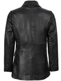Women’s Black Leather Blazer – Two - Button Real Leather Coat – Genuine Leather Jacket | Livra Jackets