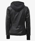 Women’s Black Leather Bomber Jacket with Removable Hood – Genuine Leather Jacket | Livra Jackets