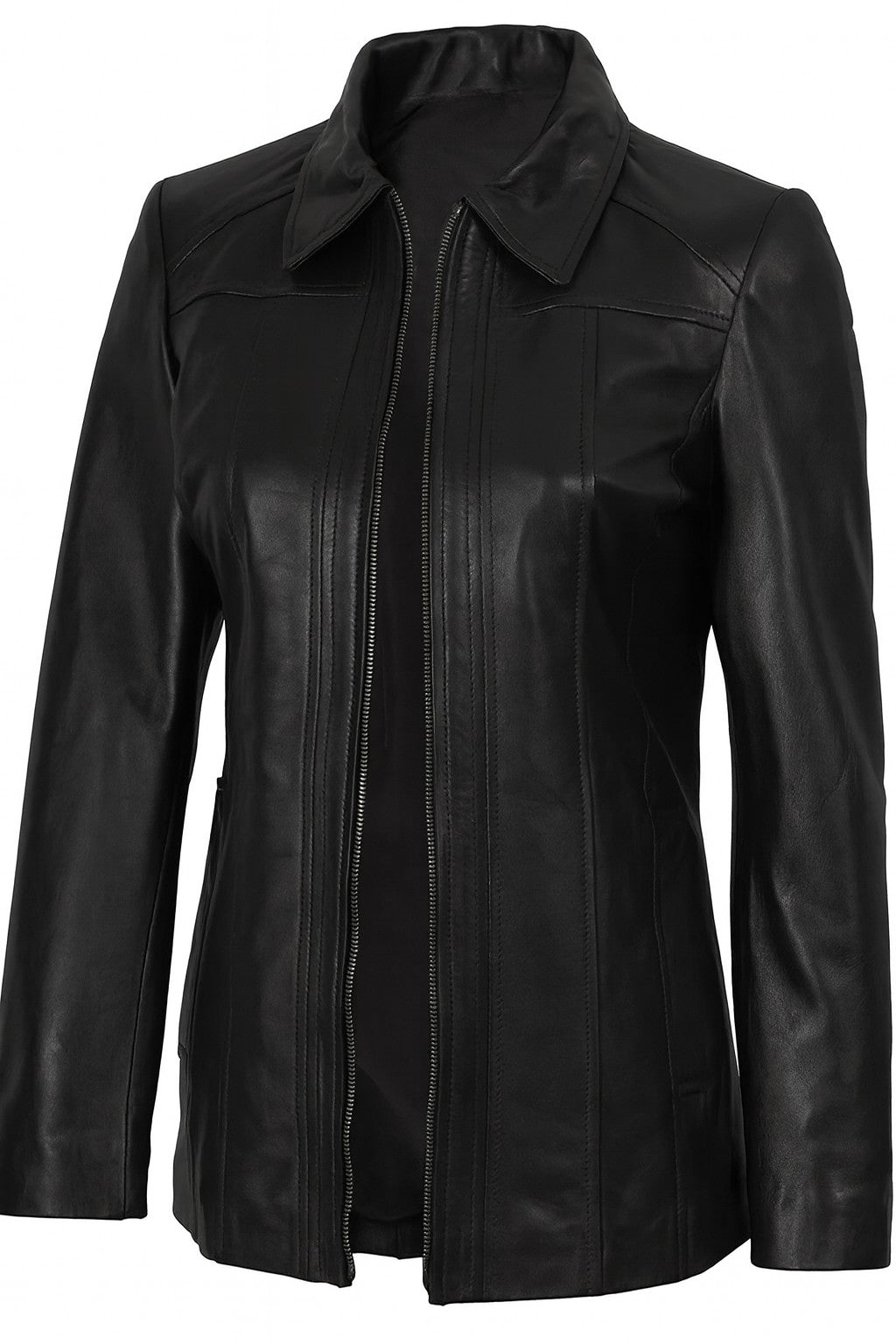 Women’s Black Leather Car Coat – Slim Fit Classic Style | Livra Jackets – Genuine Leather Jacket | Livra Jackets