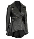 Women’s Black Peplum Leather Biker Jacket – Asymmetrical Slim Fit | Livra Jackets – Genuine Leather Jacket | Livra Jackets