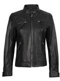 Women’s Black Quilted Biker Leather Jacket – Real Leather Moto Style | Livra Jackets – Genuine Leather Jacket | Livra Jackets