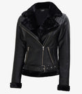 Women’s Black Shearling Leather Jacket – Classic Warm Biker Style | Livra Jackets – Genuine Leather Jacket | Livra Jackets