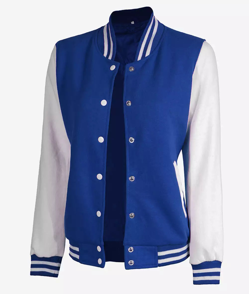 Women’s Blue Varsity Jacket – Side Angle