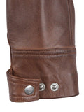 Sleeve and Cuff Details of Brown Biker Jacket