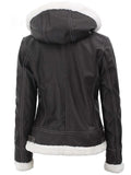 Women’s Brown Shearling Leather Jacket Back View