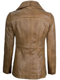 Women’s Camel Leather Blazer – Classic Real Leather Coat – Genuine Leather Jacket | Livra Jackets