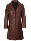 Women’s Cognac Brown Leather Coat – 3/4 Length Real Leather – Genuine Leather Jacket | Livra Jackets