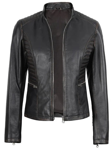 Women’s Dark Brown Biker Leather Jacket – Slim Fit Moto Style | Livra Jackets – Genuine Leather Jacket | Livra Jackets