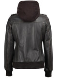 Women’s Dark Brown Hooded Leather Jacket – Bomber Slim Fit | Livra Jackets – Genuine Leather Jacket | Livra Jackets