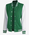 Women’s Green & White Varsity Jacket – Side Angle
