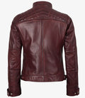 Women’s Maroon Biker Leather Jacket – Quilted Real Leather | Livra Jackets – Genuine Leather Jacket | Livra Jackets