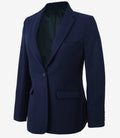 Women’s slim-fit navy wool blazer – formal office wear jacket with notch lapels