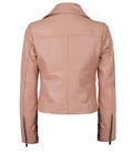 Back View of Women’s Pink Slim Fit Leather Jacket