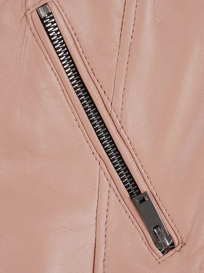 Women’s Pink Leather Biker Jacket – Slim Fit Moto Style | Livra Jackets – Genuine Leather Jacket | Livra Jackets