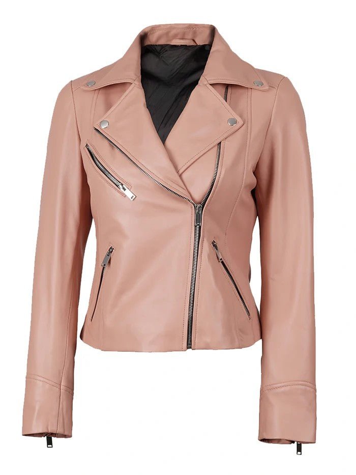 Women’s Pink Leather Biker Jacket – Slim Fit Moto Style | Livra Jackets – Genuine Leather Jacket | Livra Jackets
