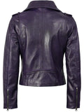 Women’s Purple Asymmetrical Leather Motorcycle Jacket – Slim Fit Biker | Livra Jackets – Genuine Leather Jacket | Livra Jackets