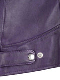 Women’s Biker Jacket in Purple with button Details
