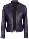 Women’s Purple Biker Leather Jacket – Slim Fit Moto Style | Livra Jackets – Genuine Leather Jacket | Livra Jackets