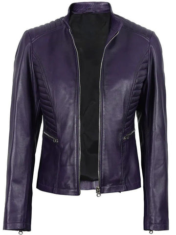 Women’s Purple Biker Leather Jacket – Slim Fit Moto Style | Livra Jackets – Genuine Leather Jacket | Livra Jackets