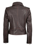 Women’s Purple Brown Biker Leather Jacket – Slim Fit Motorcycle Style | Livra Jackets – Genuine Leather Jacket | Livra Jackets