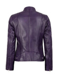 Women’s Purple Café Racer Leather Jacket – Genuine Slim Fit | Livra Jackets – Genuine Leather Jacket | Livra Jackets
