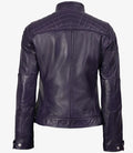 Back Design of Women’s Purple Leather Café Racer Jacket