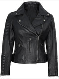 Women’s Quilted Biker Jacket with Zipper Pockets